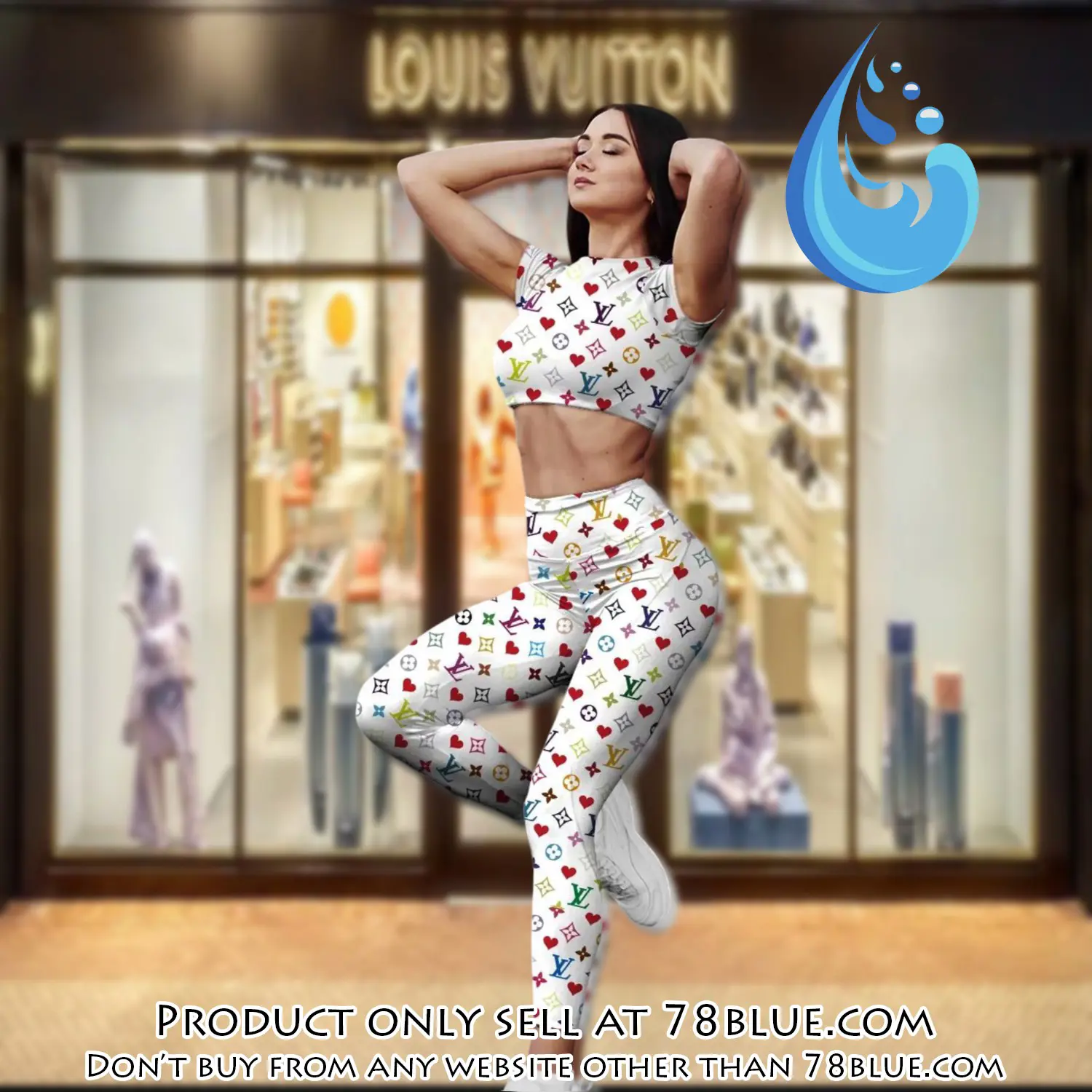 White louis vuitton sportwear combo luxury crop top tshirt and legging for women ctl1004 78b1444124